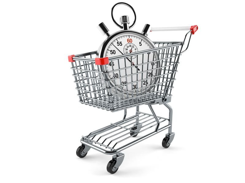 Shopping cart with stopwatch